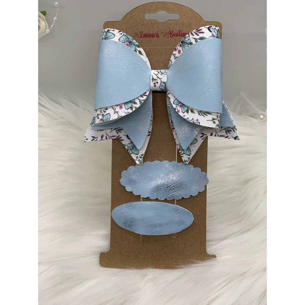 Butterfly and powder blue Belle Bow set